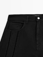High-waist wide-leg jeans with seam details