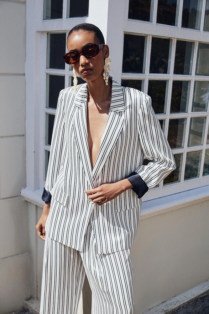 BLAZER RAYURES POIGNET RETROUSSÉ