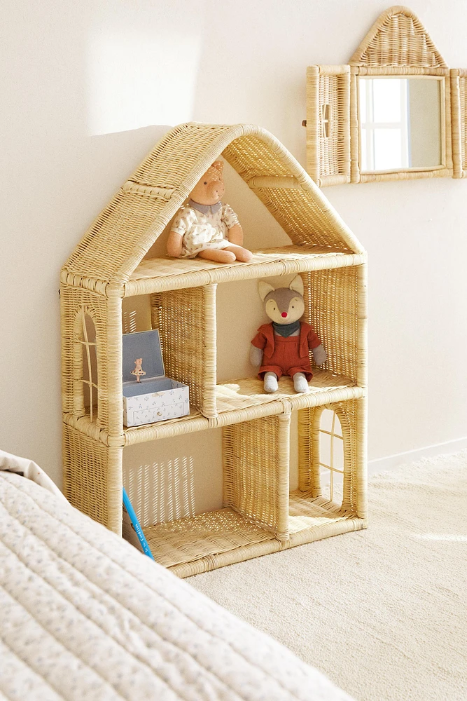 CHILDREN’S RATTAN HOUSE SHELVING UNIT