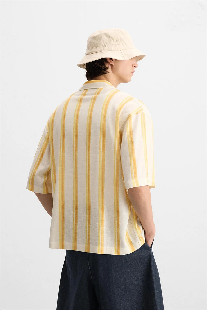 CHEMISE RAYURES VISCOSE ET LIN