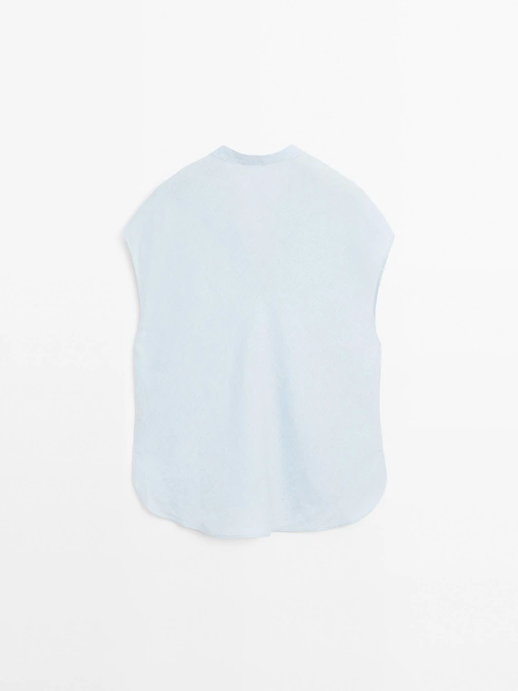 Blouse fluide col ouvert 100 % lin