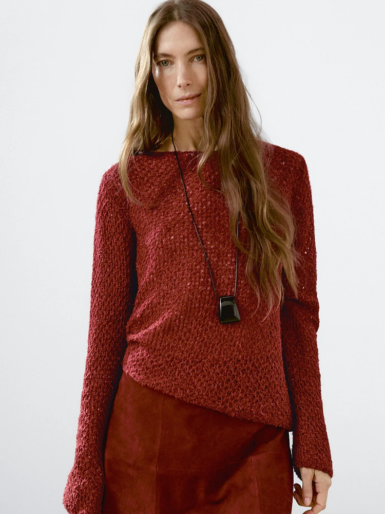 Pull maille ajourée et fil