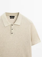100% linen knit polo shirt