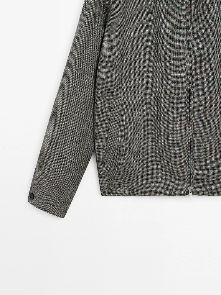 Faded textured linen blend jacket