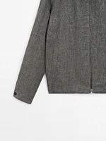 Faded textured linen blend jacket