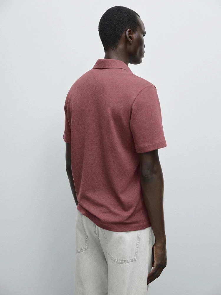 Textured piqué short sleeve polo shirt