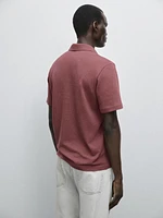Textured piqué short sleeve polo shirt