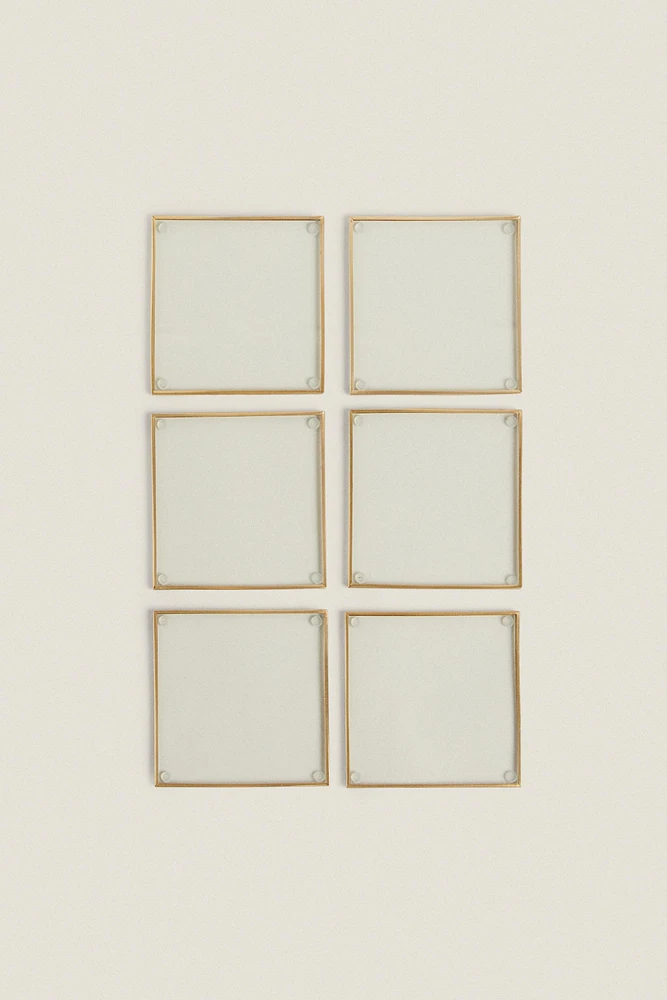 LOT DESSOUS DE VERRE MÉTAL ET VERRE RECYCLABLE (LOT DE 6)