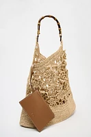 FLORAL WOVEN SHOPPER BAG
