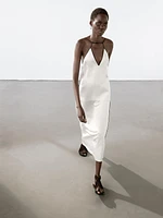 Satin midi skirt with trims