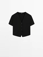 Flowing knit short sleeve cardigan