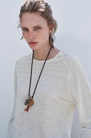 LINEN BLEND KNIT SWEATER