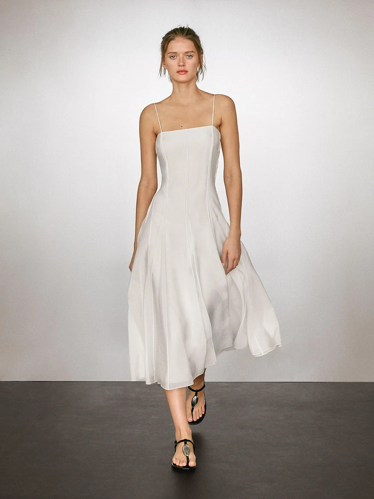 Robe midi bretelles fluide