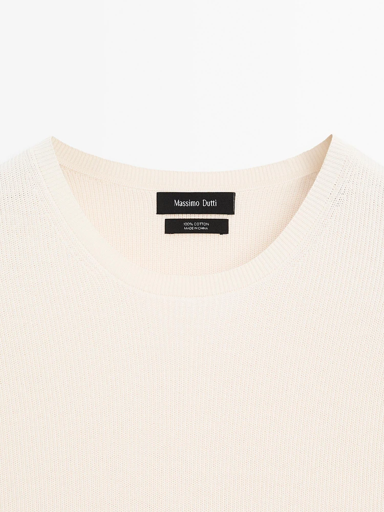 100% cotton short sleeve knit sweater