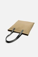 FABRIC AND LEATHER SHOPPER BAG