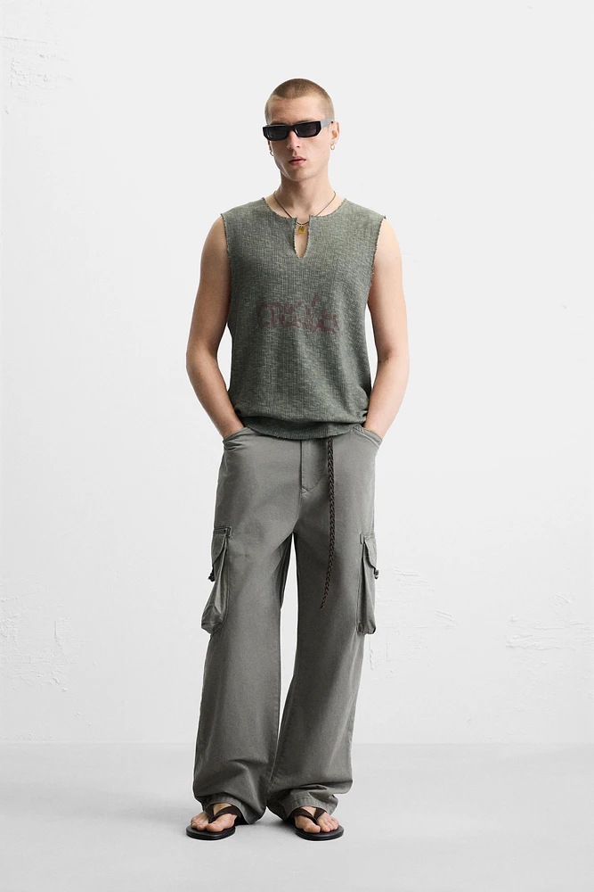 T-SHIRT TANK EN MAILLE À IMPRIMÉ DÉLAVÉ