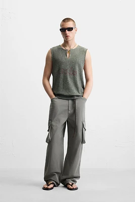 T-SHIRT TANK EN MAILLE À IMPRIMÉ DÉLAVÉ