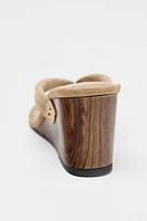 SPLIT LEATHER WEDGE SANDALS