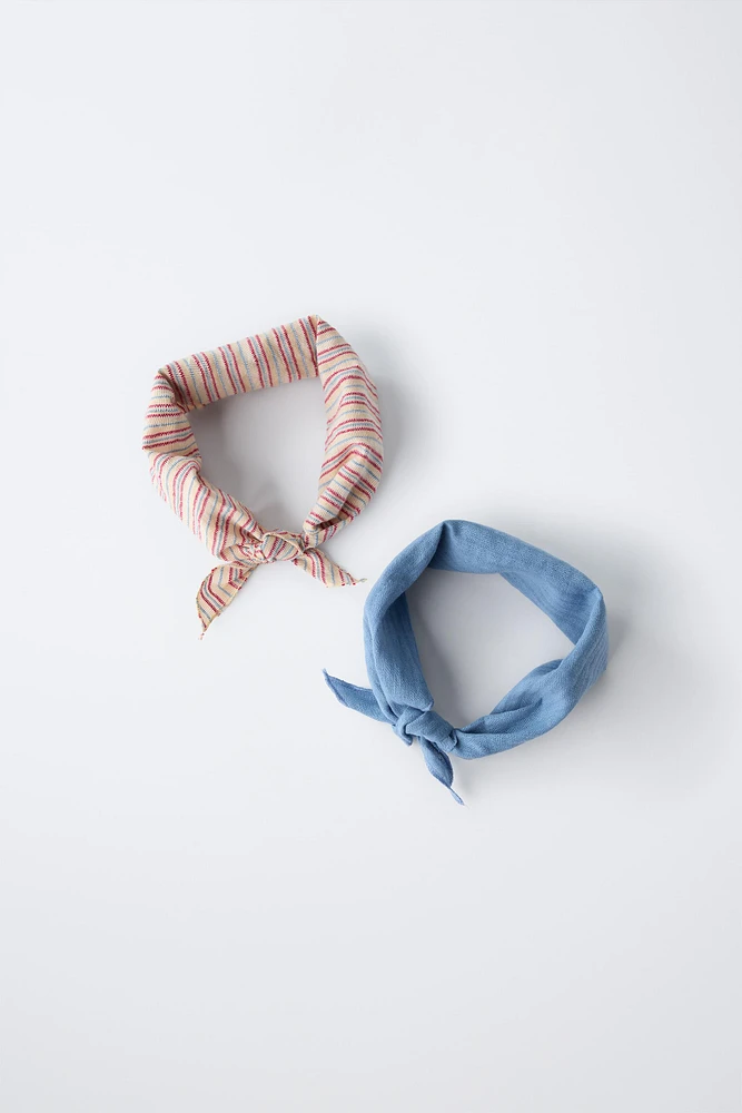 TWO-PACK OF SOLID AND STRIPED BANDANAS