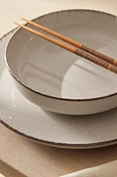 PORCELAIN SOUP PLATE WITH ANTIQUE FINISH RIM