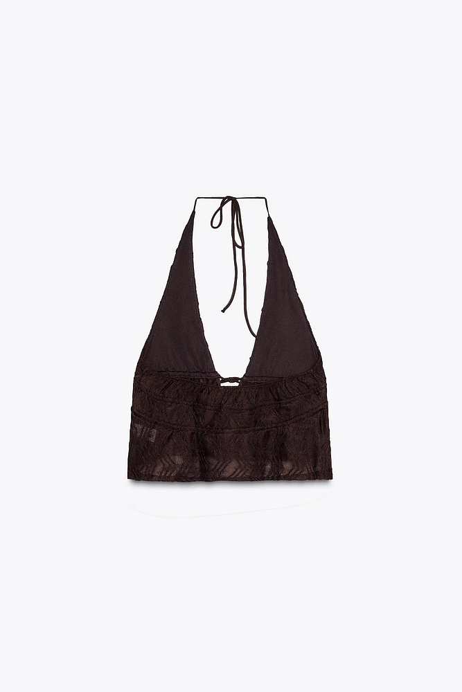 TEXTURED HALTER TOP