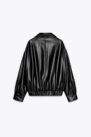 FAUX LEATHER OVERSIZED JACKET