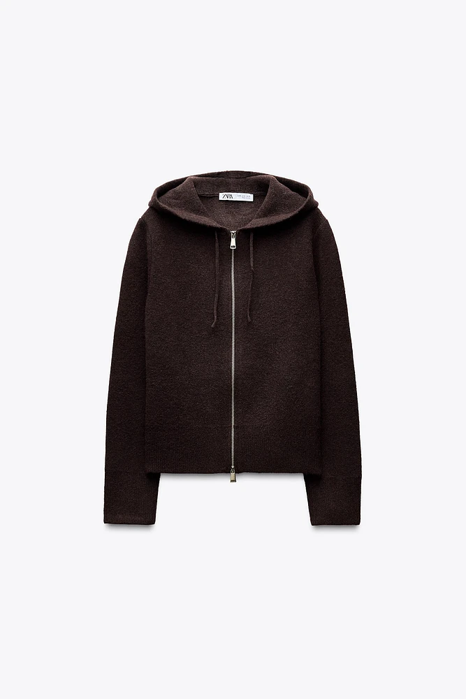 SWEAT À CAPUCHE EN MAILLE LISSE