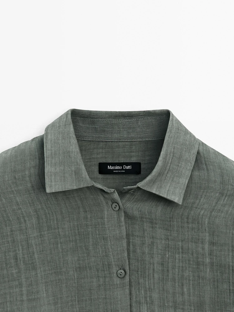 Flowing maltinto ramie blend shirt