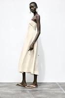 ROBE MIDI AVEC LIN BRETELLES FANTAISIE