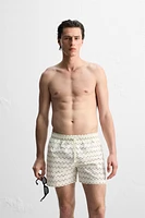 SHORT DE BAIN COUPE CLASSIQUE À IMPRIMÉ GÉOMÉTRIQUE