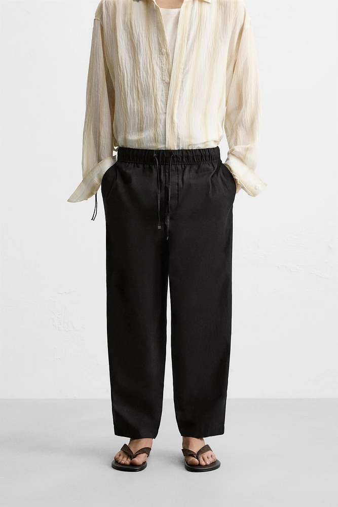 RELAXED FIT COTTON LINEN PANTS