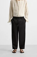 RELAXED FIT COTTON LINEN PANTS