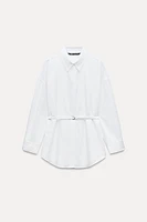 BELTED POPLIN SHIRT