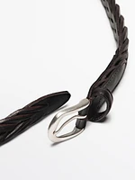 Braided leather belt