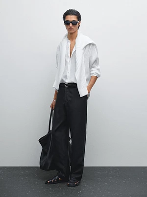 Chemise regular 100 % lin à col mao