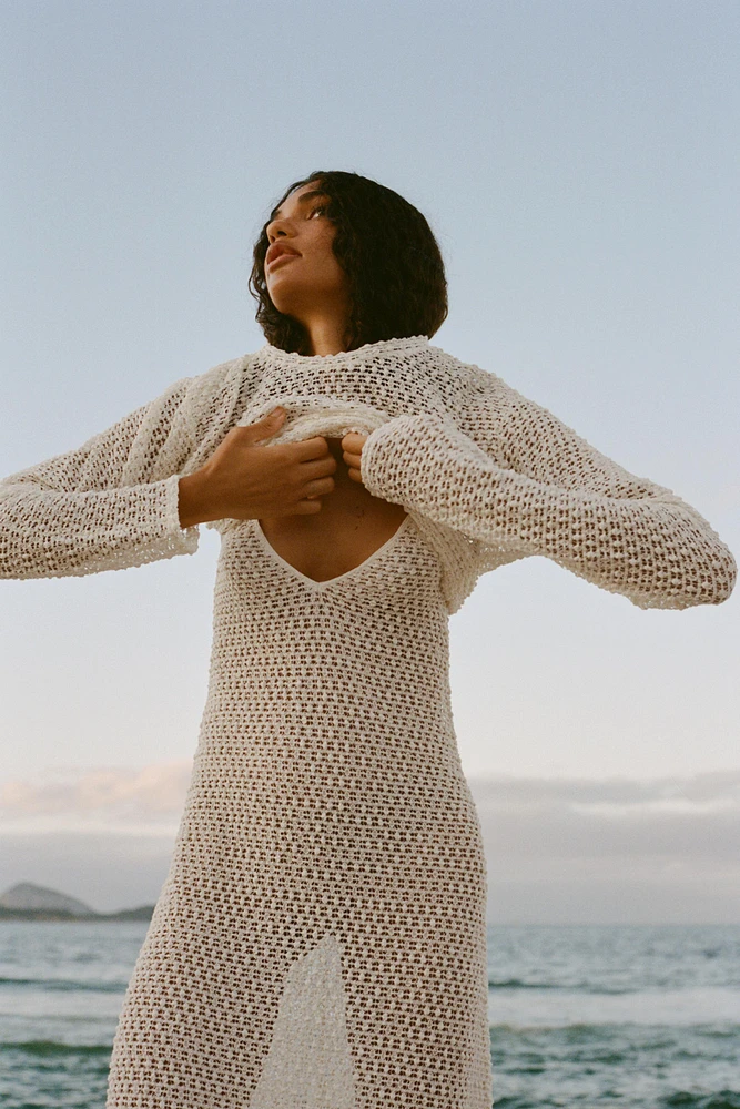 CROCHET LONG SLEEVE TOP