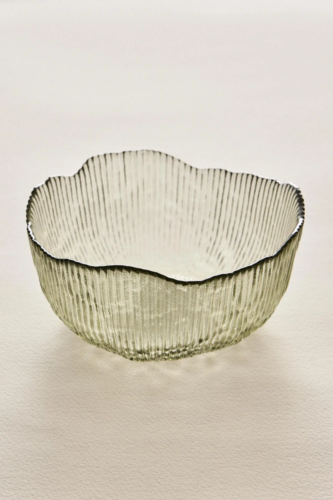 GLASS BOWL WITH RAISED DESIGN