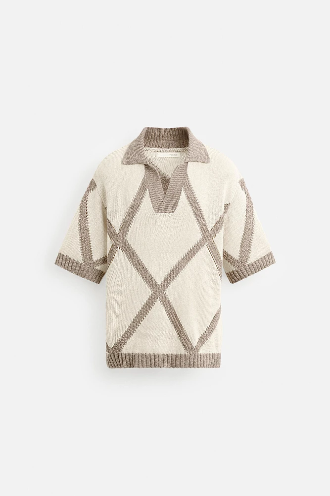 POLO EN MAILLE JACQUARD LOSANGES