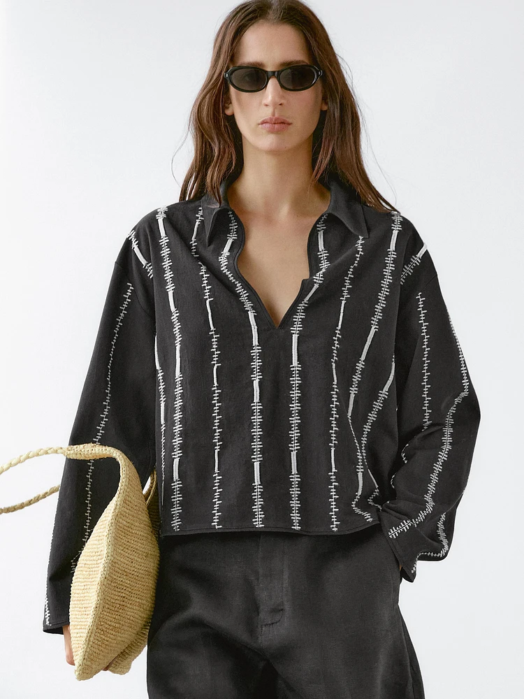 Blouse with embroidered details