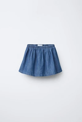 EMBROIDERED FLOWER DENIM SKORT