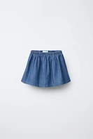 EMBROIDERED FLOWER DENIM SKORT
