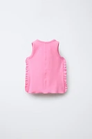 EMBROIDERED RUFFLE RIB TANK