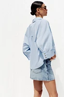 CHEMISE EN POPELINE À MANCHES LARGES