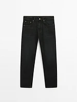 Regular fit overdyed cotton jeans