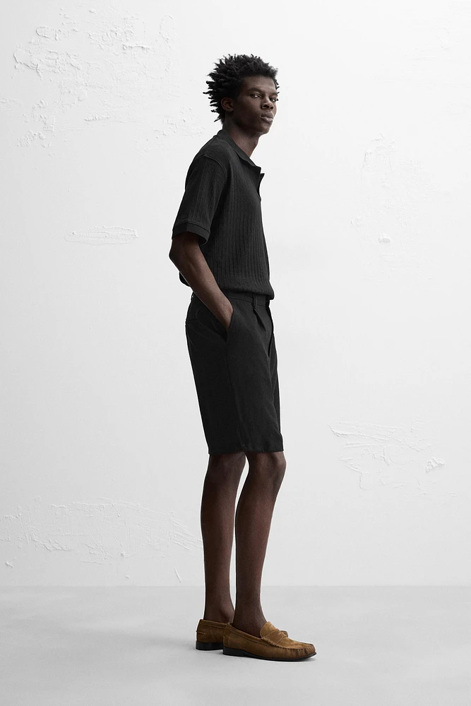 RIB TEXTURED POLO SHIRT