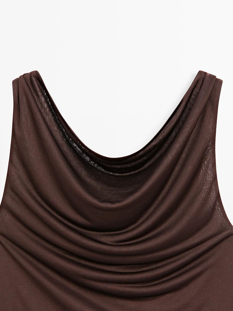 Top fluide à col drap