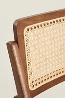 RATTAN AND WOOD FOLDING CHAIR