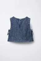 TOP EN DENIM À RAYURES