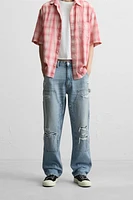 STRAIGHT FIT RIPPED CARPENTER JEANS