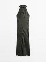Satin midi dress with bow detail - Studio